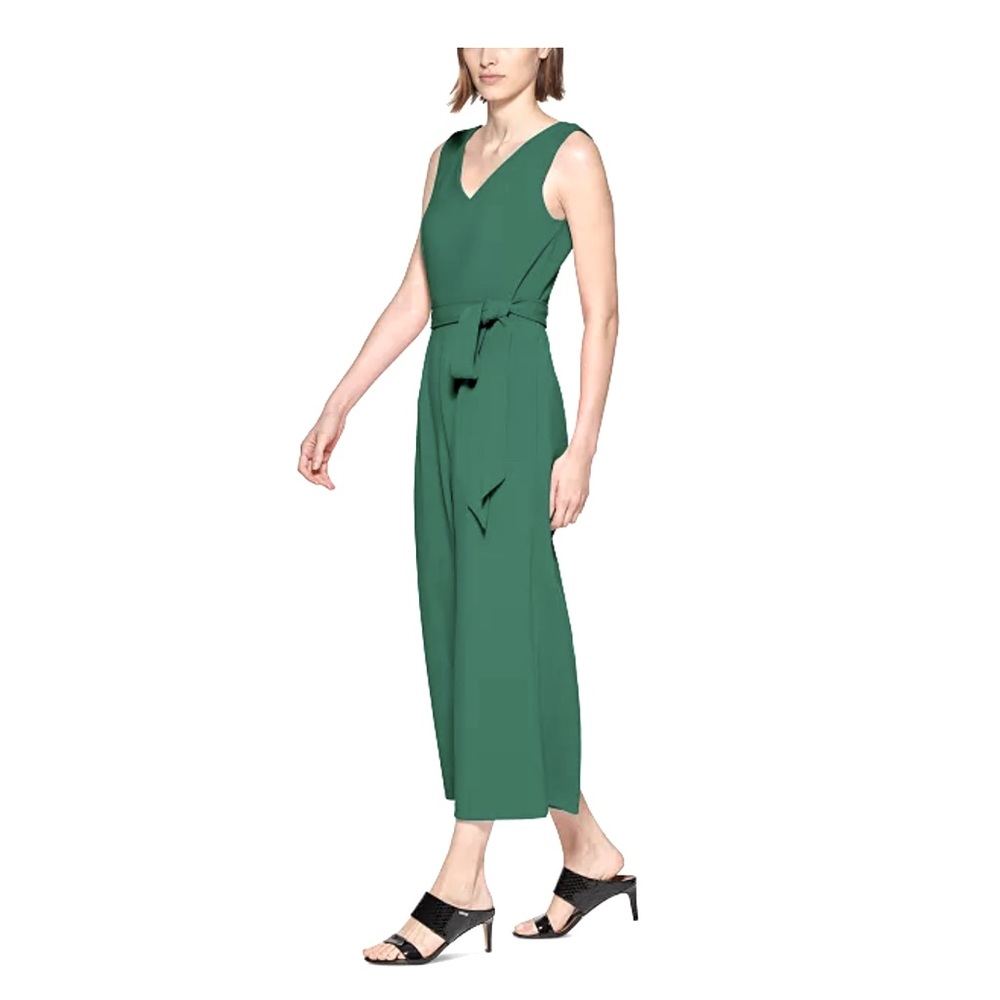 Cropped jumpsuit by Calvin Klein Belted Waist Dark Green. Size 10.
